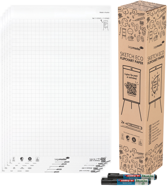 Flipoverpapier Legamaster SKETCH ECO raster 5x 20 vellen Flipoverpapier Legamaster SKETCH ECO raster 5x 20 vellen
