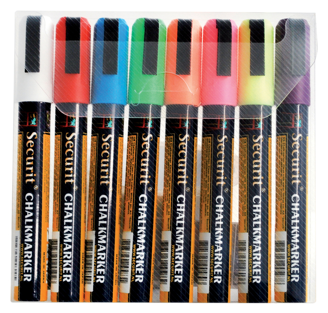 Krijtstift Securit SMA-510 schuin 2-6mm assorti blister à 8 stuks Krijtstift Securit SMA-510 schuin 2-6mm assorti blister à 8 stuks