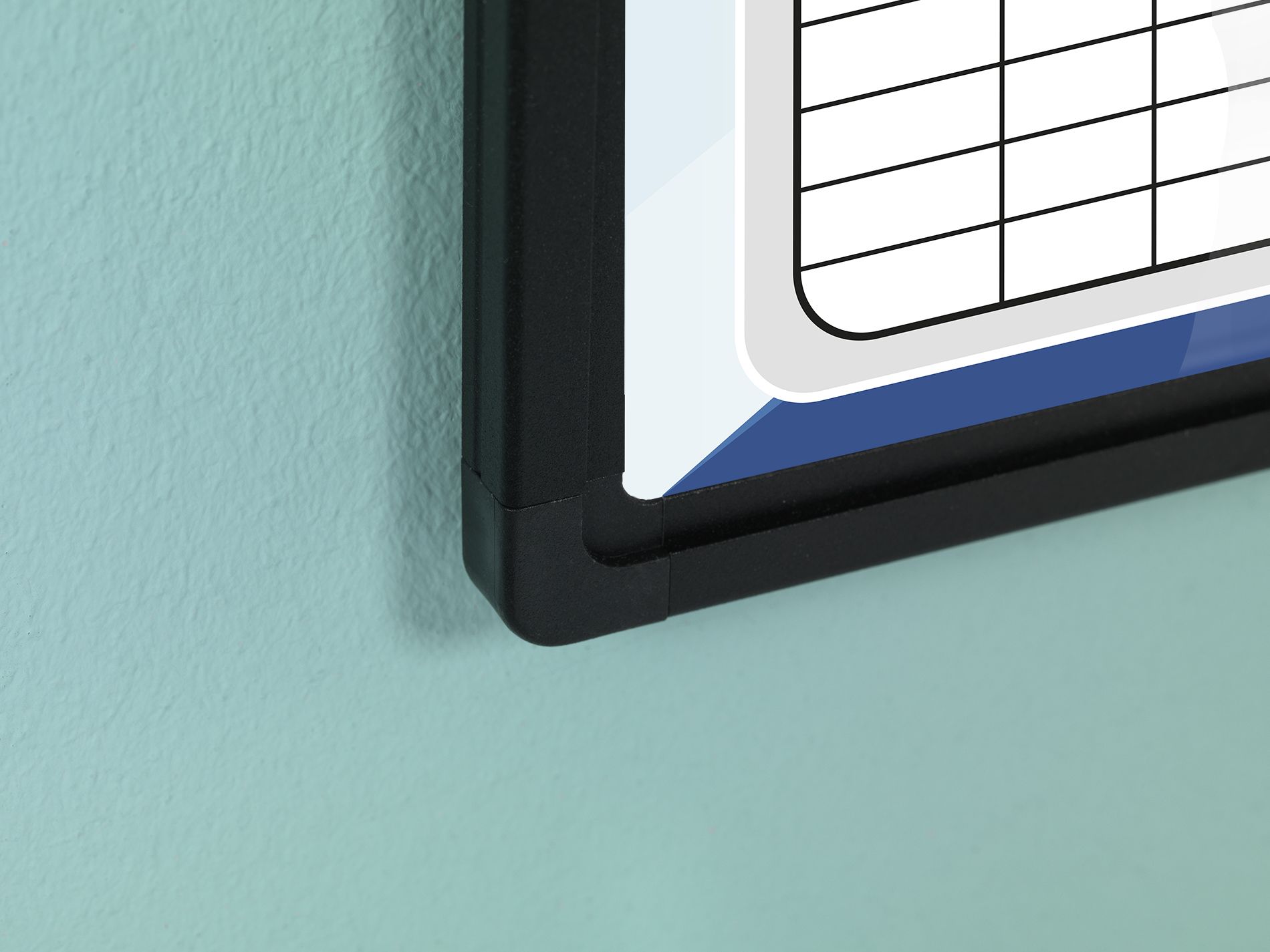 Bedrukt whitebord, zwart Softline profiel 8mm - 100x100 cm