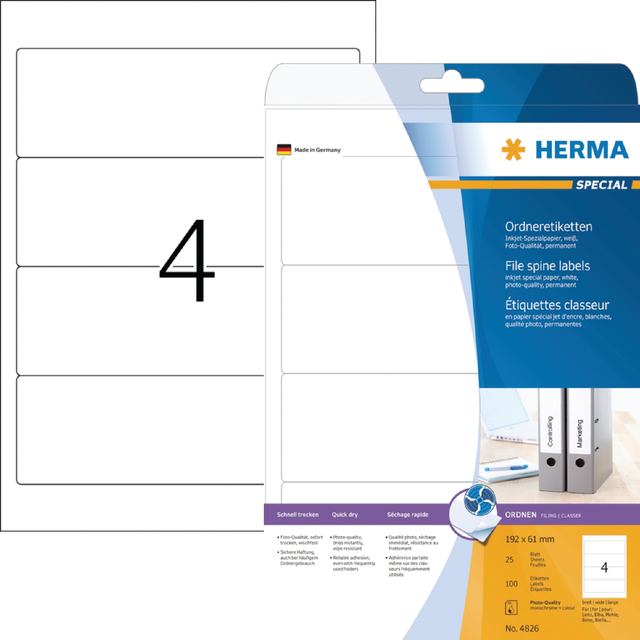 Rugetiket HERMA 5095 breed 61x192mm zelfklevend wit Rugetiket HERMA 5095 breed 61x192mm zelfklevend wit