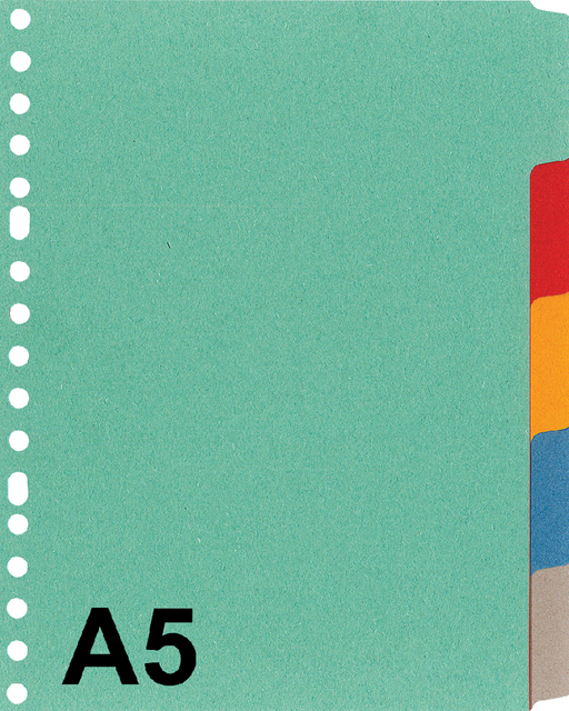 Tabbladen Kangaro A5 17-gaats P505M 5-delig assorti karton Tabbladen Kangaro A5 17-gaats P505M 5-delig assorti karton