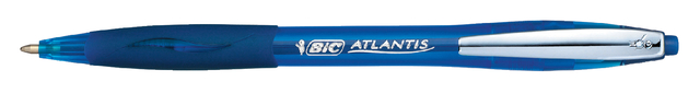 Balpen Bic Atlantis soft metalen clip clic medium blauw Balpen Bic Atlantis soft metalen clip clic medium blauw