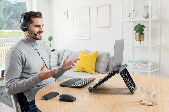laptopstandaard, verstelbaar, zwart metaal, ergonomisch ontwerp