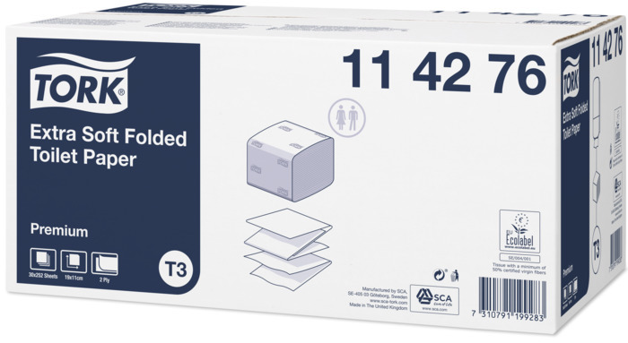 Tork Extra soft gevouwen Toiletpapier T3 2lgs 30 x 252 st