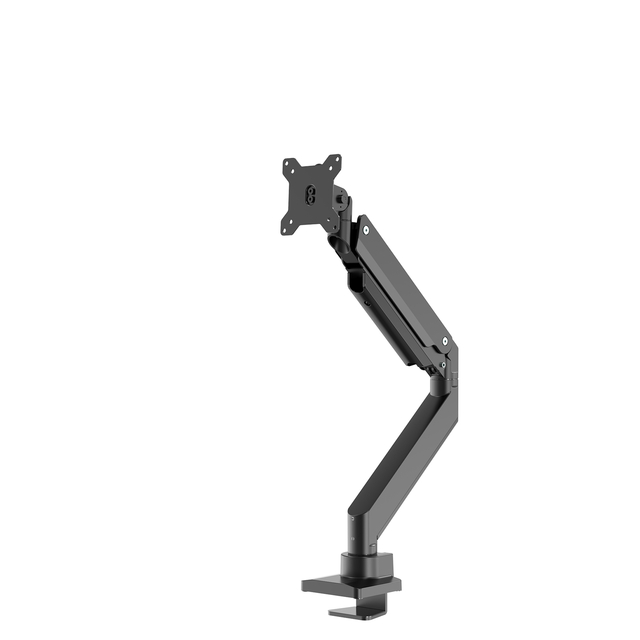 monitor arm, adjustable arm, desk mount, vesa compatible, metal grey