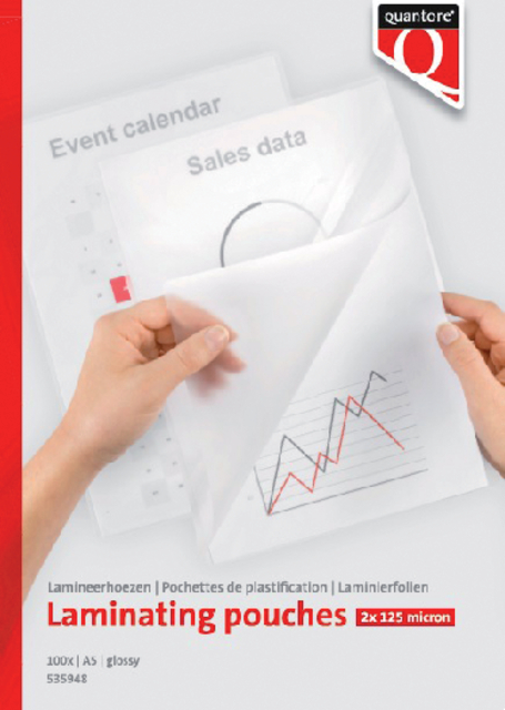Lamineerhoes Quantore A5 154x216mm 2x125micron 100 stuks Lamineerhoes Quantore A5 154x216mm 2x125micron 100 stuks