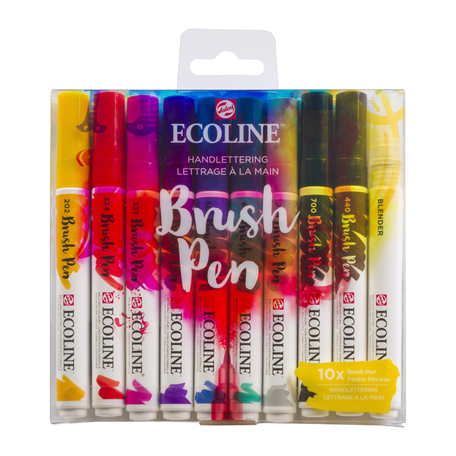 Brushpen Talens Ecoline set à 10 stuks handlettering