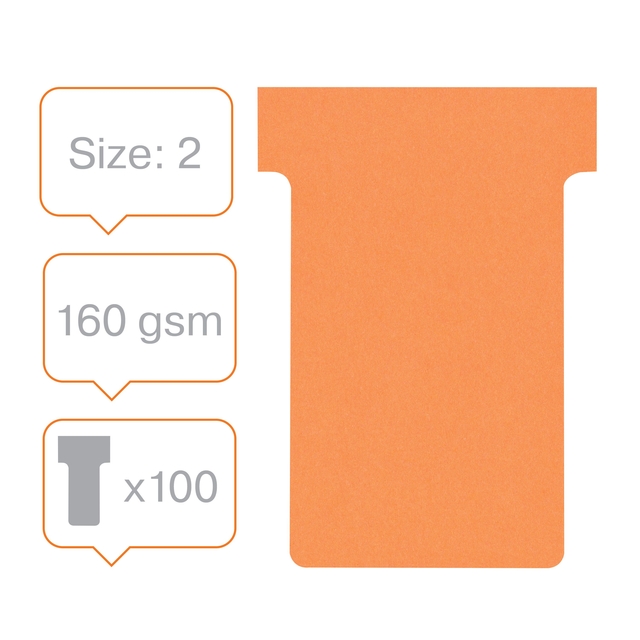 T-kaart Nobo nr.2 48mm oranje 100 stuks