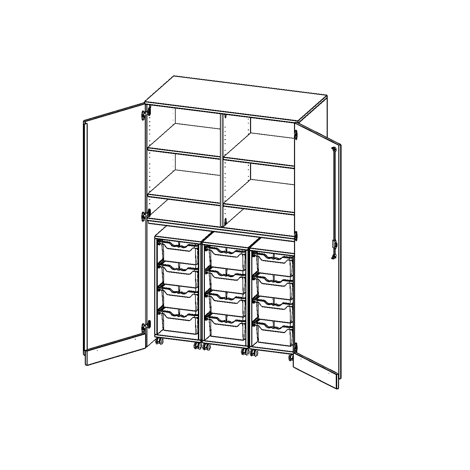 Garagekast zonder onderstel, 5 ordnerhoogtes - serie evo180