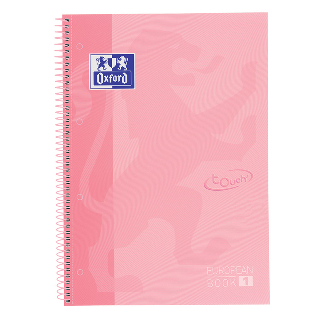 Notitieboek Oxford Touch Europeanbook A4+ 4-gaats lijn 80vel pastel roze Notitieboek Oxford Touch Europeanbook A4+ 4-gaats lijn 80vel pastel roze