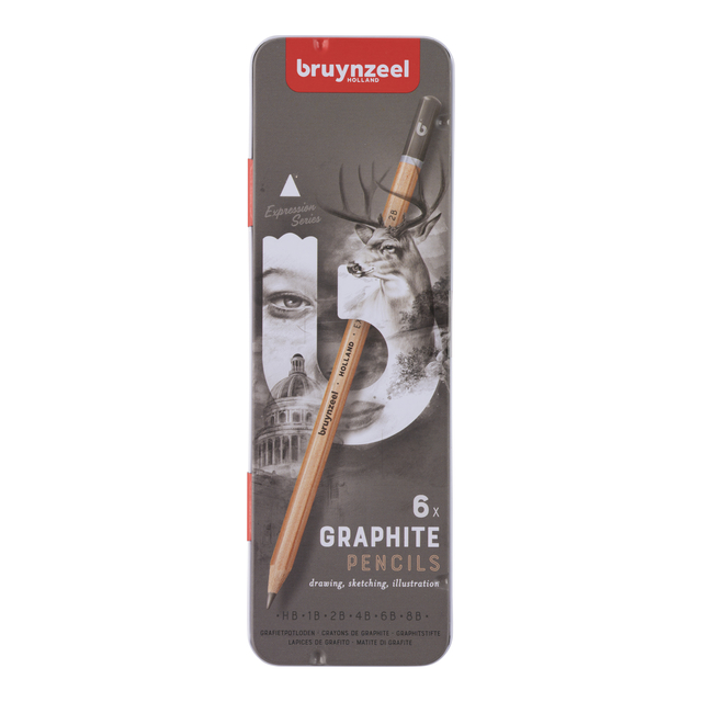 Grafietpotlood Bruynzeel Expression set à 6 breedtes grijs