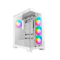 computer case, mid-tower, glass side panel, rgb fans, white chassis