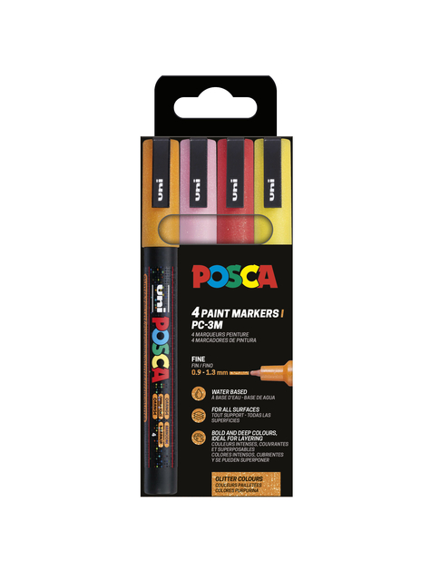 paint markers, water-based, 4 markers, fine tip, multi-color