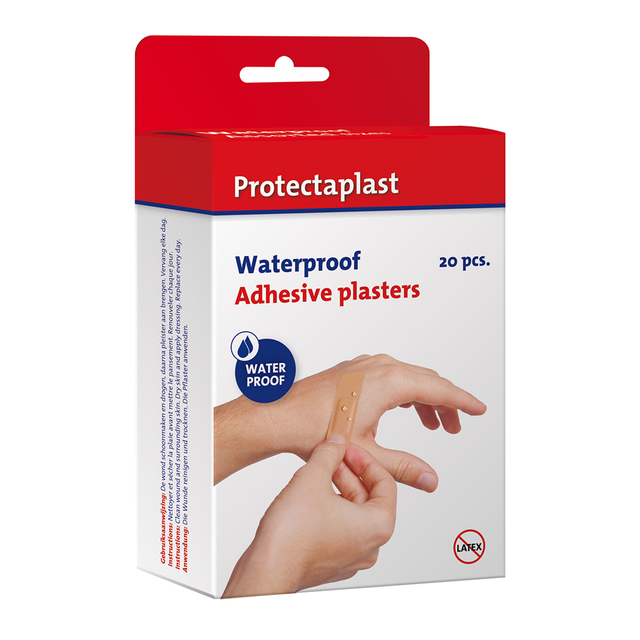 Waterafstotende bruine pleisters Protectaplast assorti 20 stuks Waterafstotende bruine pleisters Protectaplast assorti 20 stuks