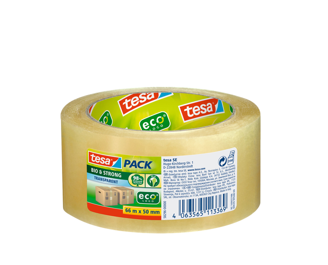 Verpakkingstape tesapack® Bio & Strong 66mx50mm transparant Verpakkingstape tesapack® Bio & Strong 66mx50mm transparant