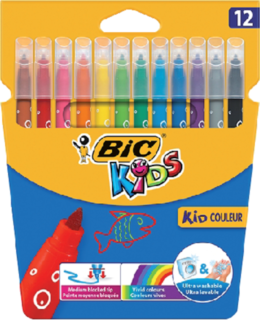 Kleurstiften BicKids kid couleur medium assorti etui à 12 stuks