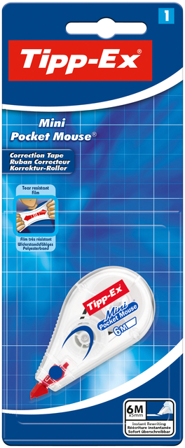 Correctietape Tipp-Ex mini pocket mouse 5mmx6m blister à 1 stuk Correctietape Tipp-Ex mini pocket mouse 5mmx6m blister à 1 stuk