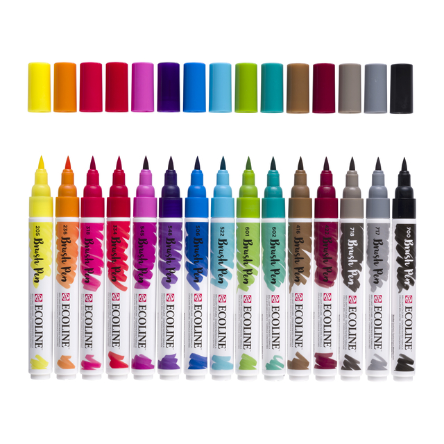Brushpen Talens Ecoline set à 15 stuks assorti