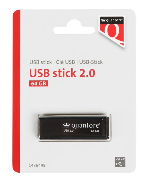 USB-stick Quantore 64GB 2.0 zwart USB-stick Quantore 64GB 2.0 zwart