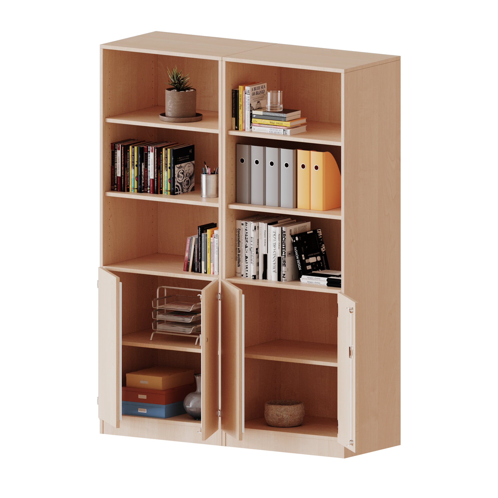 ErgoTray combikast, vier rijen, twee delen, 5 ordnerhoogtes - evo180 serie
