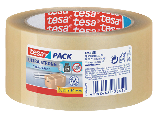 Verpakkingstape tesapack® Ultra Strong 66mx50mm transparant Verpakkingstape tesapack® Ultra Strong 66mx50mm transparant