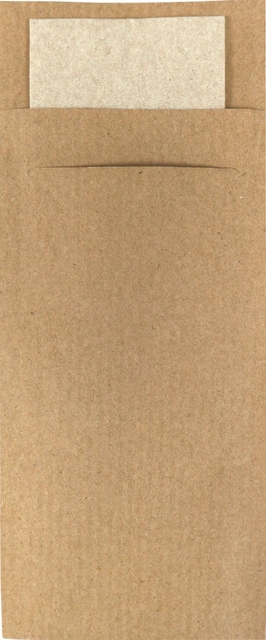 Bestekzakje IEZZY 190x85mm kraft met gerecycled servet 500st Bestekzakje IEZZY 190x85mm kraft met gerecycled servet 500st