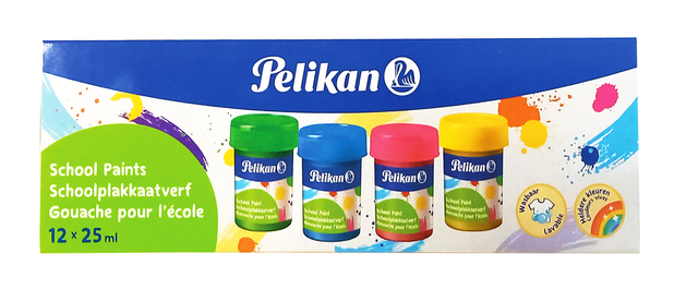 Plakkaatverf Pelikan 20ml assorti doos à 12 potjes