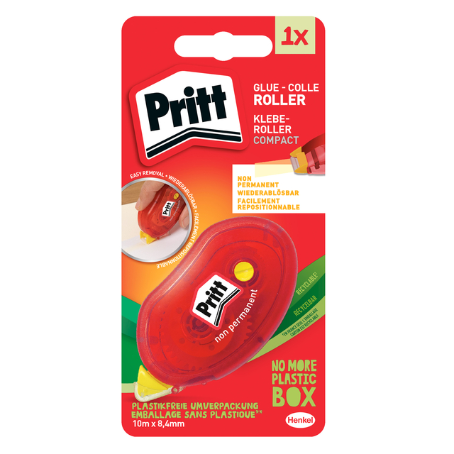 Lijmroller Pritt Compact non permanent 10m op blister Lijmroller Pritt Compact non permanent 10m op blister