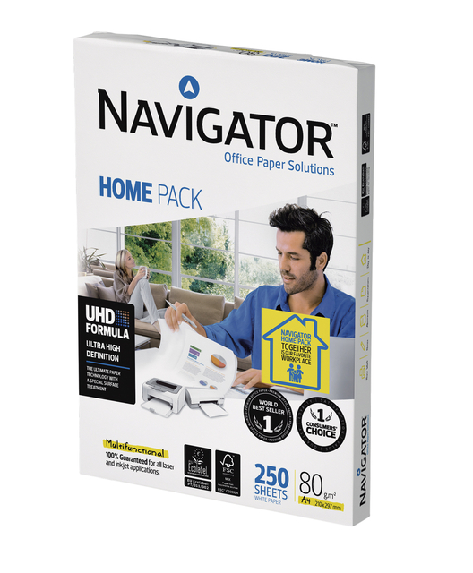 Kopieerpapier Navigator Homepack A4 80gr wit 250 vel Kopieerpapier Navigator Homepack A4 80gr wit 250 vel