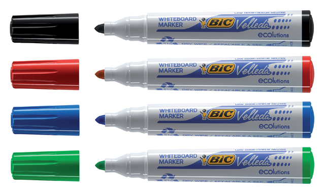 Whiteboardmarker Bic Velleda 1701 rond large assorti doos à 4 stuks