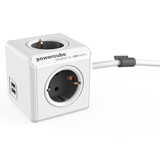 Allocacoc PowerCube Extended, stekkerdoos met USB poorten, 4 sockets, 3m, wit/grijs Allocacoc PowerCube Extended, stekkerdoos met USB poorten, 4 sockets, 3m, wit/grijs