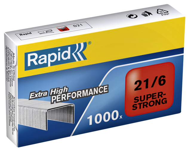 Nieten Rapid 21/6 gegalvaniseerd super strong 1000 stuks Nieten Rapid 21/6 gegalvaniseerd super strong 1000 stuks