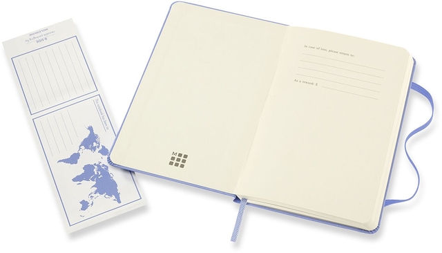 Notitieboek Moleskine pocket 90x140mm blanco hard cover hydrangea blue