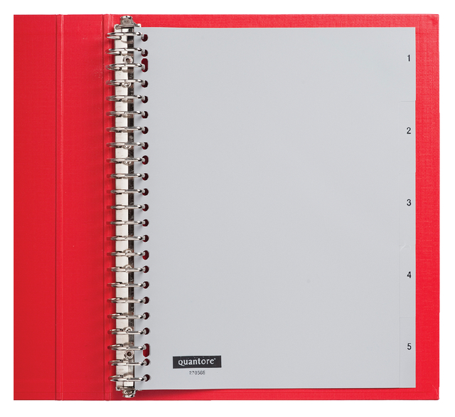 Tabbladen Quantore 23-gaats 1-5 genummerd grijs PP Tabbladen Quantore 23-gaats 1-5 genummerd grijs PP