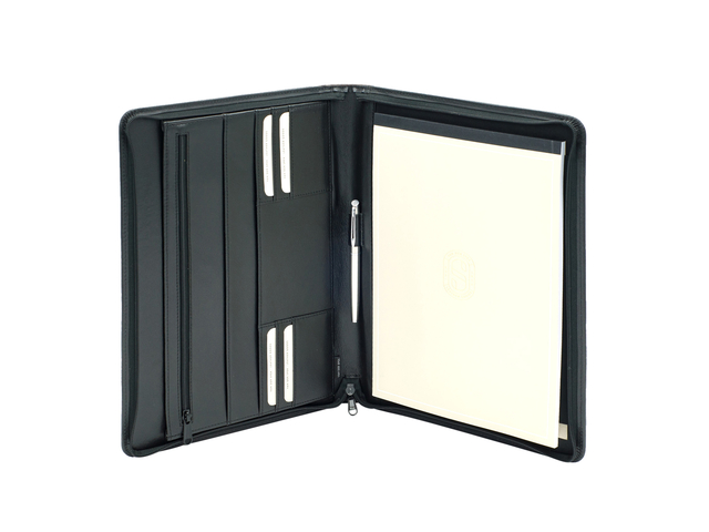 Schrijfmap van der Spek A4 + rits rundleer met nerf zwart Schrijfmap van der Spek A4 + rits rundleer met nerf zwart