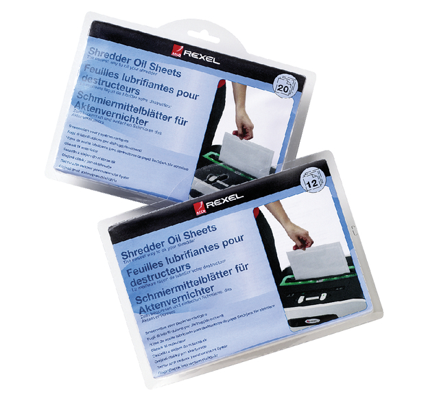 Olie voor papiervernietiger sheet Rexel 20vel Olie voor papiervernietiger sheet Rexel 20vel