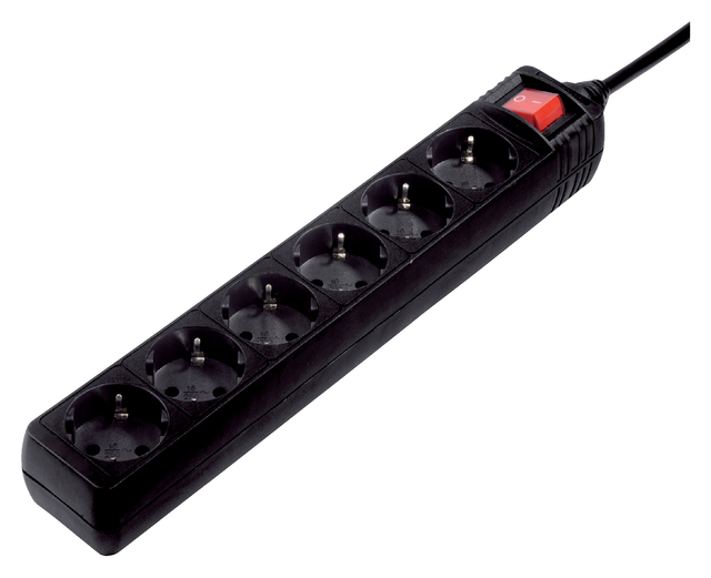 Stekkerdoos Hama 6-voudig beveiligd 5m zwart Stekkerdoos Hama 6-voudig beveiligd 5m zwart