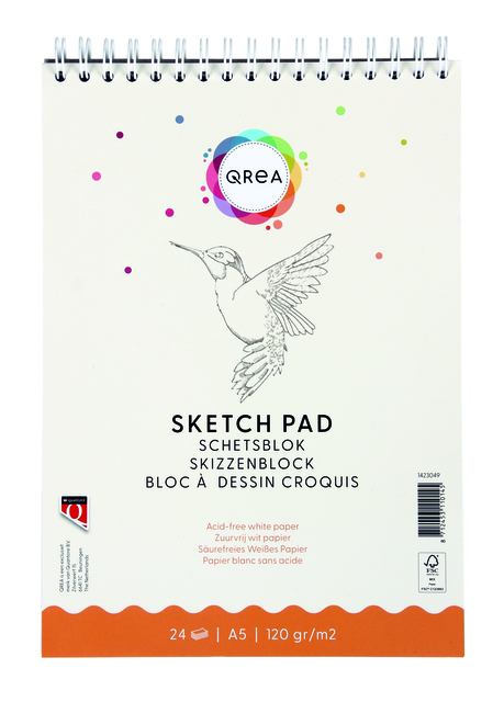Schetsblok Qrea A5 24 vel 120gr spiraal Schetsblok Qrea A5 24 vel 120gr spiraal