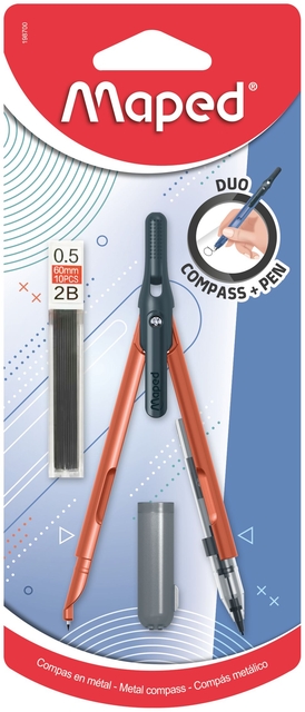 kompas, metalen, set, grafiet, mechanisch