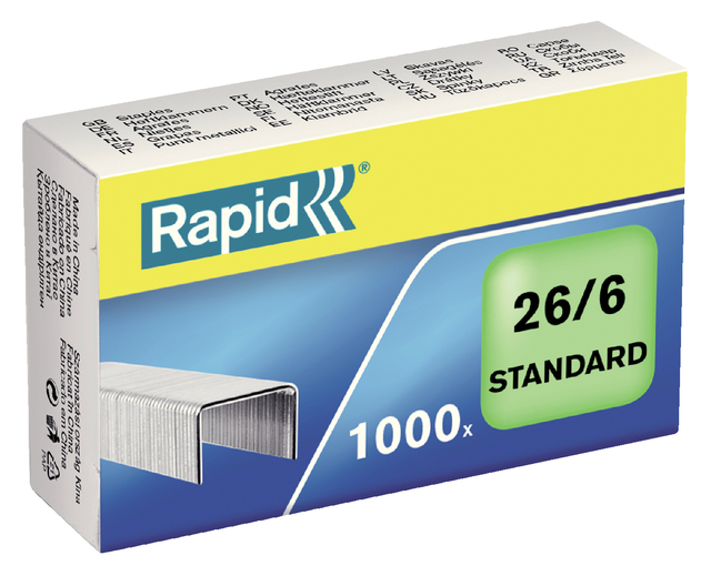 Nieten Rapid 26/6 gegalvaniseerd standaard 1000 stuks Nieten Rapid 26/6 gegalvaniseerd standaard 1000 stuks