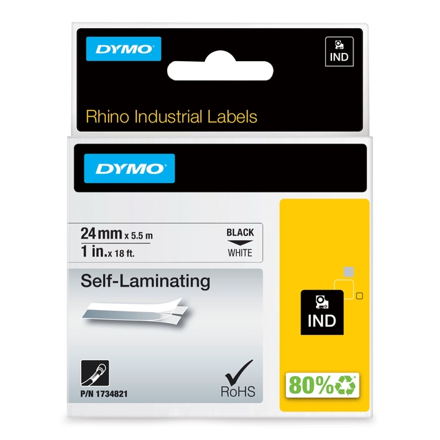 Rhino labels, Industrial labels, Self-laminating, Black white, 80% recyclable