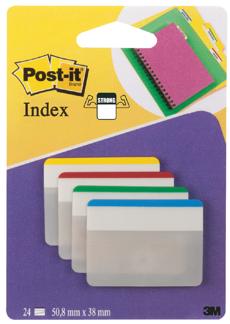 Indextabs Post-it 686F1 38x50.8mm strong recht assorti 24 tabs Indextabs Post-it 686F1 38x50.8mm strong recht assorti 24 tabs