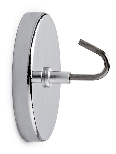 Magneet met haak MAUL Ø52mm trekkracht 9kg chroom Magneet met haak MAUL Ø52mm trekkracht 9kg chroom