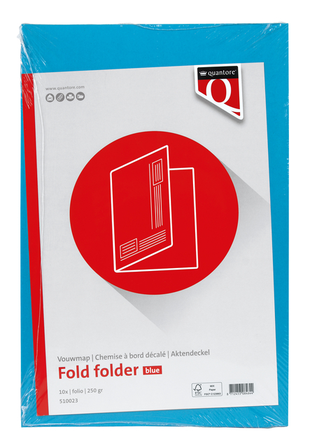 Vouwmap Quantore Folio ongelijke zijde 250gr blauw