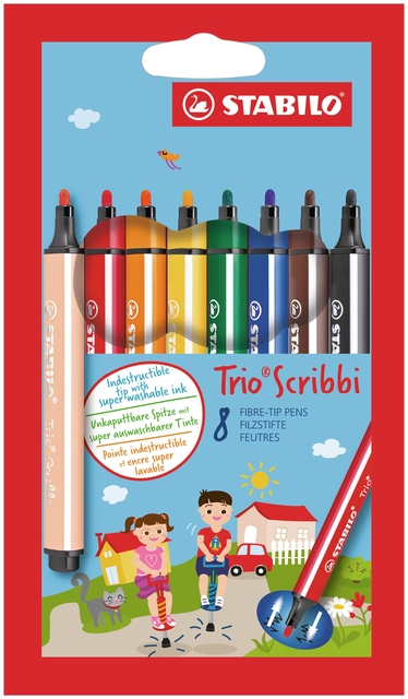 markers, fiber-tip, set, multicolor, trio scribbi