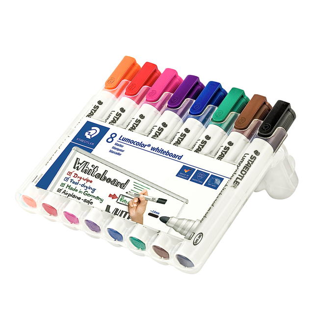 Whiteboardmarker Staedtler Lumocolor 351 set à 8 stuks assorti