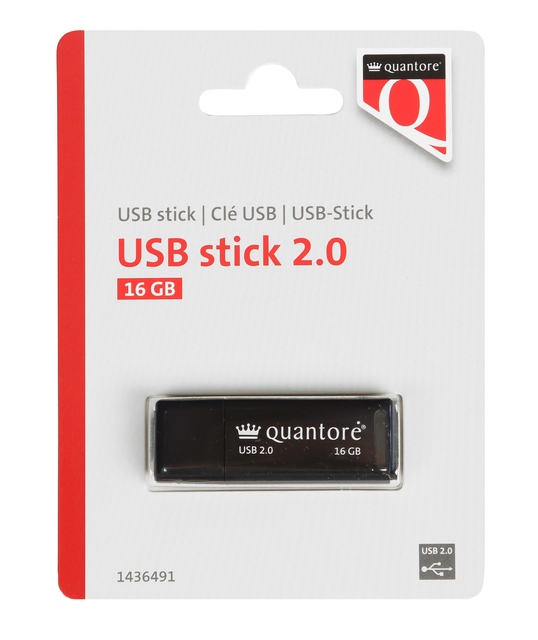 USB-stick Quantore 16GB 2.0 zwart USB-stick Quantore 16GB 2.0 zwart