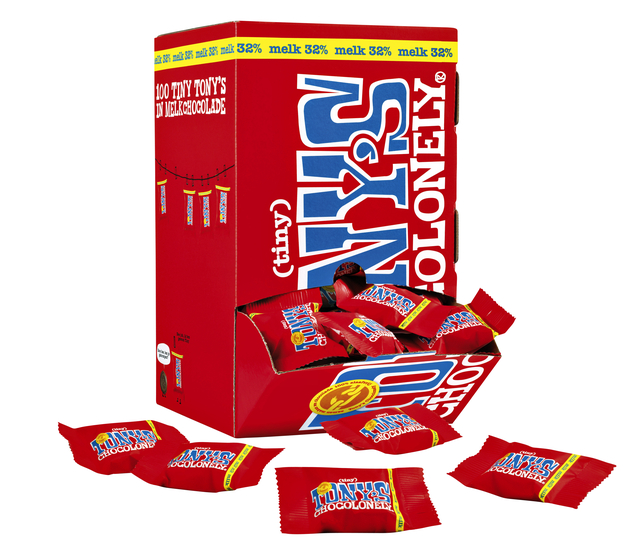 Chocolade Tony's Chocolonely tiny melk doos 100 st Chocolade Tony's Chocolonely tiny melk doos 100 st