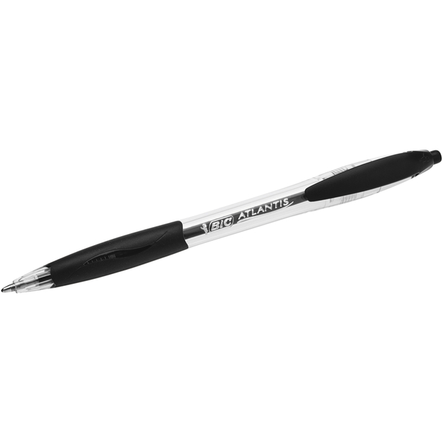 Balpen Bic Atlantis classic grip clic medium zwart Balpen Bic Atlantis classic grip clic medium zwart