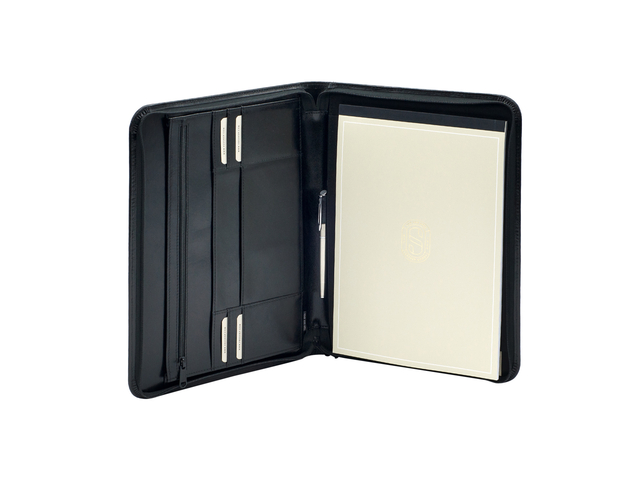 Schrijfmap van der Spek  A4 + rits leer zwart Schrijfmap van der Spek  A4 + rits leer zwart